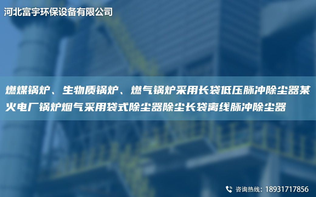 燃煤鍋爐、生物質(zhì)鍋爐、燃?xì)忮仩t采用長(zhǎng)袋低壓脈沖除塵器某火電廠鍋爐煙氣采用袋式除塵器除塵長(zhǎng)袋離線脈沖除塵器