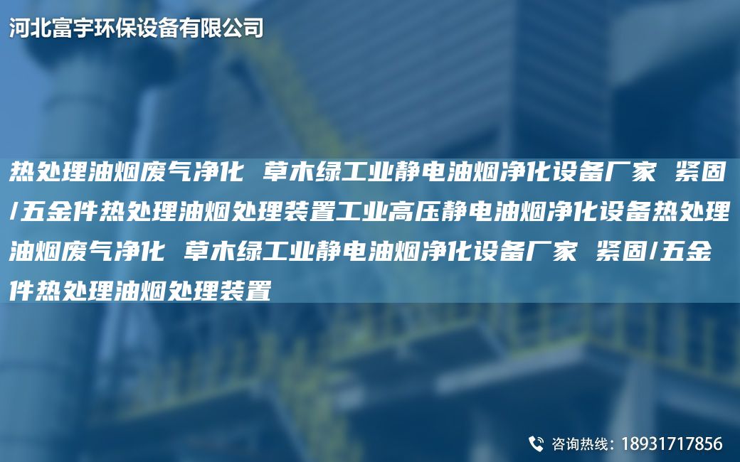 熱處理油煙廢氣凈化 草木綠工業(yè)靜電油煙凈化設備廠家 緊固/五金件熱處理油煙處理裝置工業(yè)高壓靜電油煙凈化設備熱處理油煙廢氣凈化 草木綠工業(yè)靜電油煙凈化設備廠家 緊固/五金件熱處理油煙處理裝置