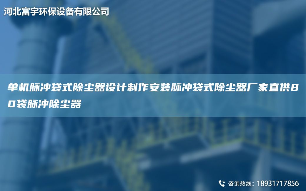 單機(jī)脈沖袋式除塵器設(shè)計(jì)制作安裝脈沖袋式除塵器廠家直供80袋脈沖除塵器